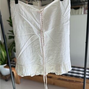 Urban Outfitters White Midi Skirt with Ruffle Detail